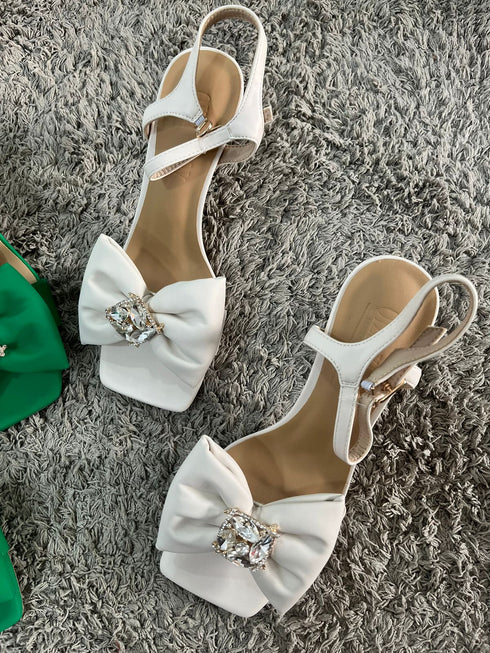 Bowknot Stone Embellished Buckle Heel